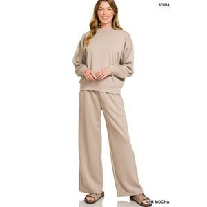 ✨ Zenana SCUBA Crewneck Pullover & Pants Set ✨